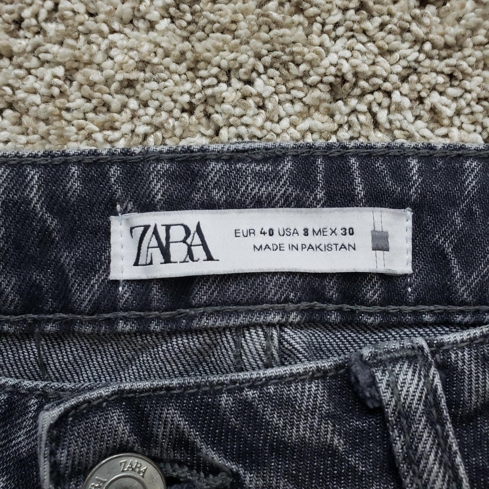 Zara Jeans Womens 8 30 Waist Gray Charcoal Wash Straight Relaxed High Rise Denim - Picture 3 of 8